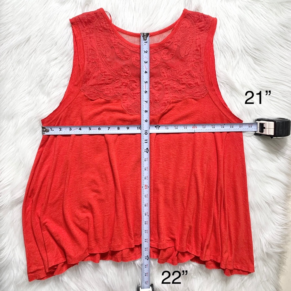 SOLD-Free People Lace Neck Red Sleeveless Swing Tunic - Picture 13 of 13